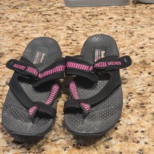 Skechers Kids Black and Pink Strap Sandals
